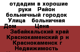 отдадим в хорошие руки › Район ­ больничный городок › Улица ­ больничная › Дом ­ 302 › Цена ­ 1 000 000 - Забайкальский край, Краснокаменский р-н, Краснокаменск г. Недвижимость » Квартиры продажа   . Забайкальский край